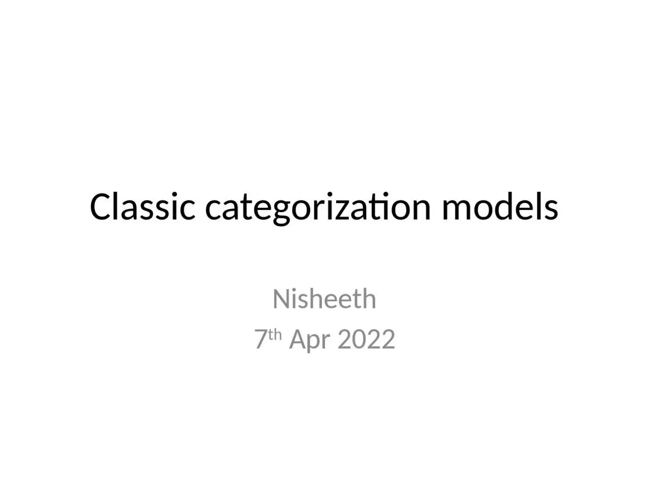 PPT-Classic categorization models