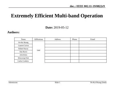 Slide  1 Extremely Efficient Multi-band Operation