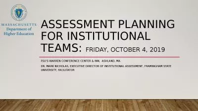 Assessment Planning for Institutional Teams:
