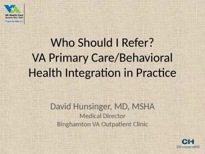 Who Should I Refer? VA Primary Care/Behavioral Health Integration in Practice