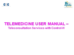 TELEMEDICINE USER  MANUAL –