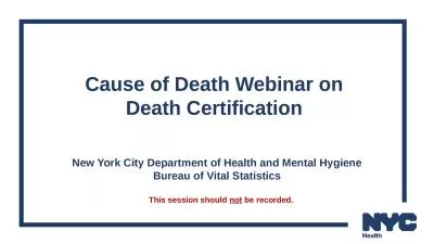 Cause of Death  Webinar on