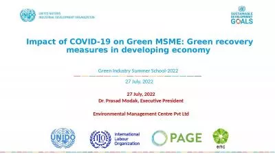 Impact of COVID-19 on Green MSME: Green recovery measures in developing economy