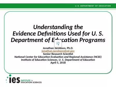 Understanding the Evidence Definitions Used for U. S. Department of Education Programs