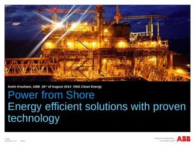 Power from Shore Energy efficient solutions with proven technology