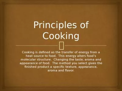 Principles   of   Cooking