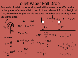 Toilet Paper Roll Drop Two rolls of toilet paper or dropped at the same time. We hold