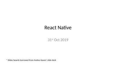 React Native 31 st  Oct 2019