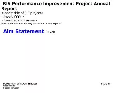 IRIS Performance Improvement Project Annual Report