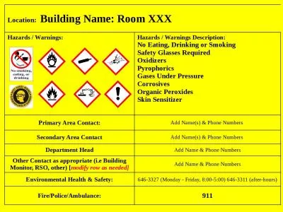 Location:   Building Name: Room XXX