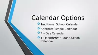 Calendar Options Traditional School Calendar