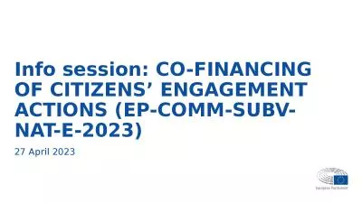 Info session: CO-FINANCING OF CITIZENS’ ENGAGEMENT ACTIONS (EP-COMM-SUBV-NAT-E-2023)