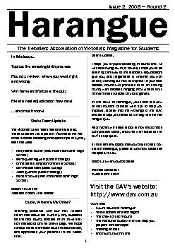 The Debaters Association of Victoria’s Magazine for StudentsTopic