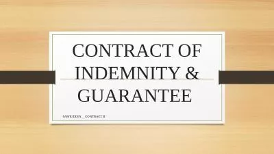 CONTRACT OF INDEMNITY & GUARANTEE