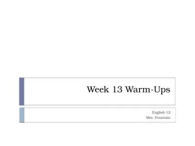 Week 13 Warm-Ups English 12