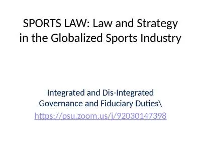 SPORTS LAW: Law and Strategy in the Globalized Sports Industry