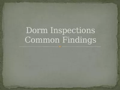 Dorm Inspections Common Findings