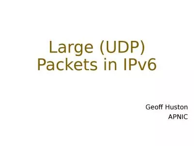 Large  (UDP) Packets  in IPv6