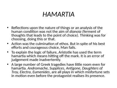 HAMARTIA Reflections upon the nature of things or an analysis of the human condition was not the ai