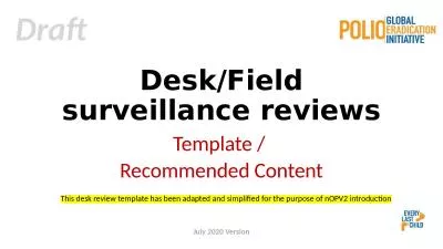 Desk/Field  surveillance reviews