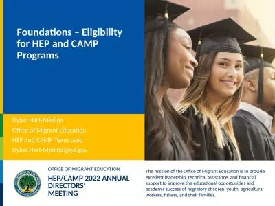 Foundations – Eligibility for HEP and CAMP Programs