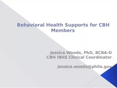 Behavioral Health Supports for CBH Members