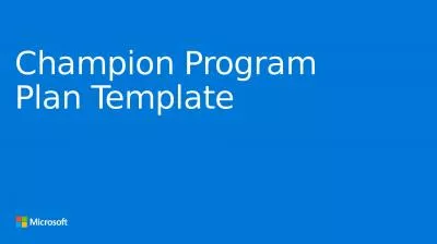 Champion Program Plan Template