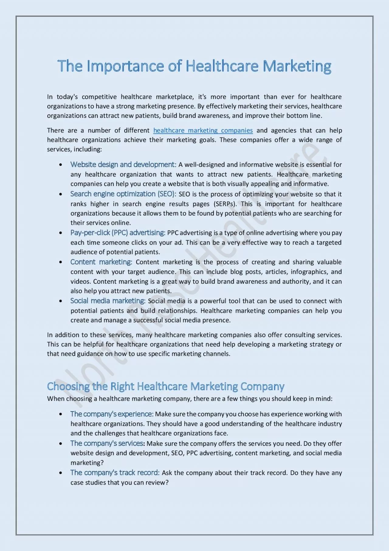 PDF-The Importance of Healthcare Marketing