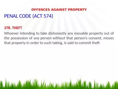 OFFENCES AGAINST PROPERTY
