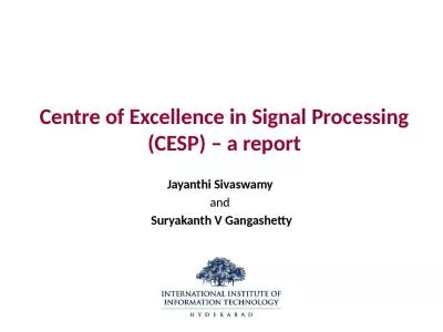 Centre of Excellence in Signal Processing (CESP) – a report
