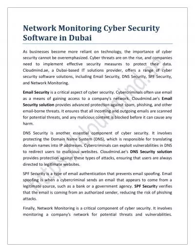 Network Monitoring Cyber Security Software in Dubai