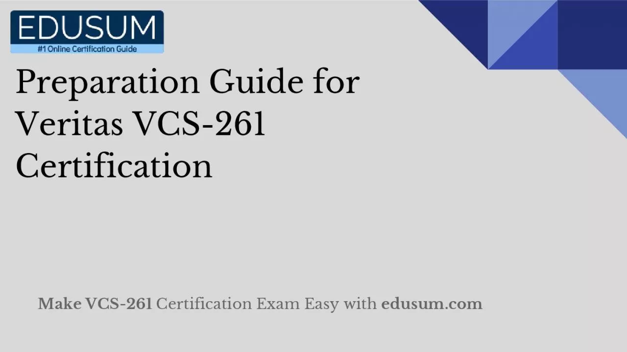 PDF-Preparation Guide for Veritas VCS-261 Certification