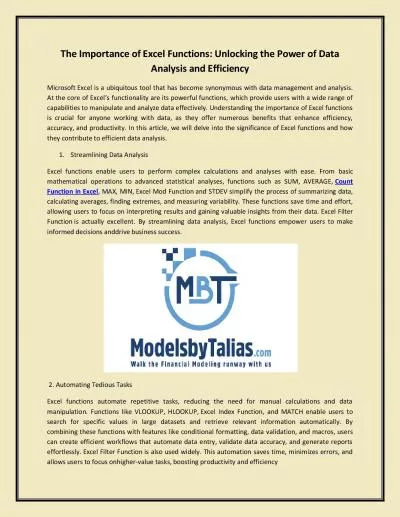 The Importance of Excel Functions: Unlocking the Power of Data Analysis and Efficiency