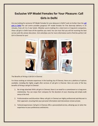 Exclusive VIP Model Females for Your Pleasure: Call Girls in Delhi