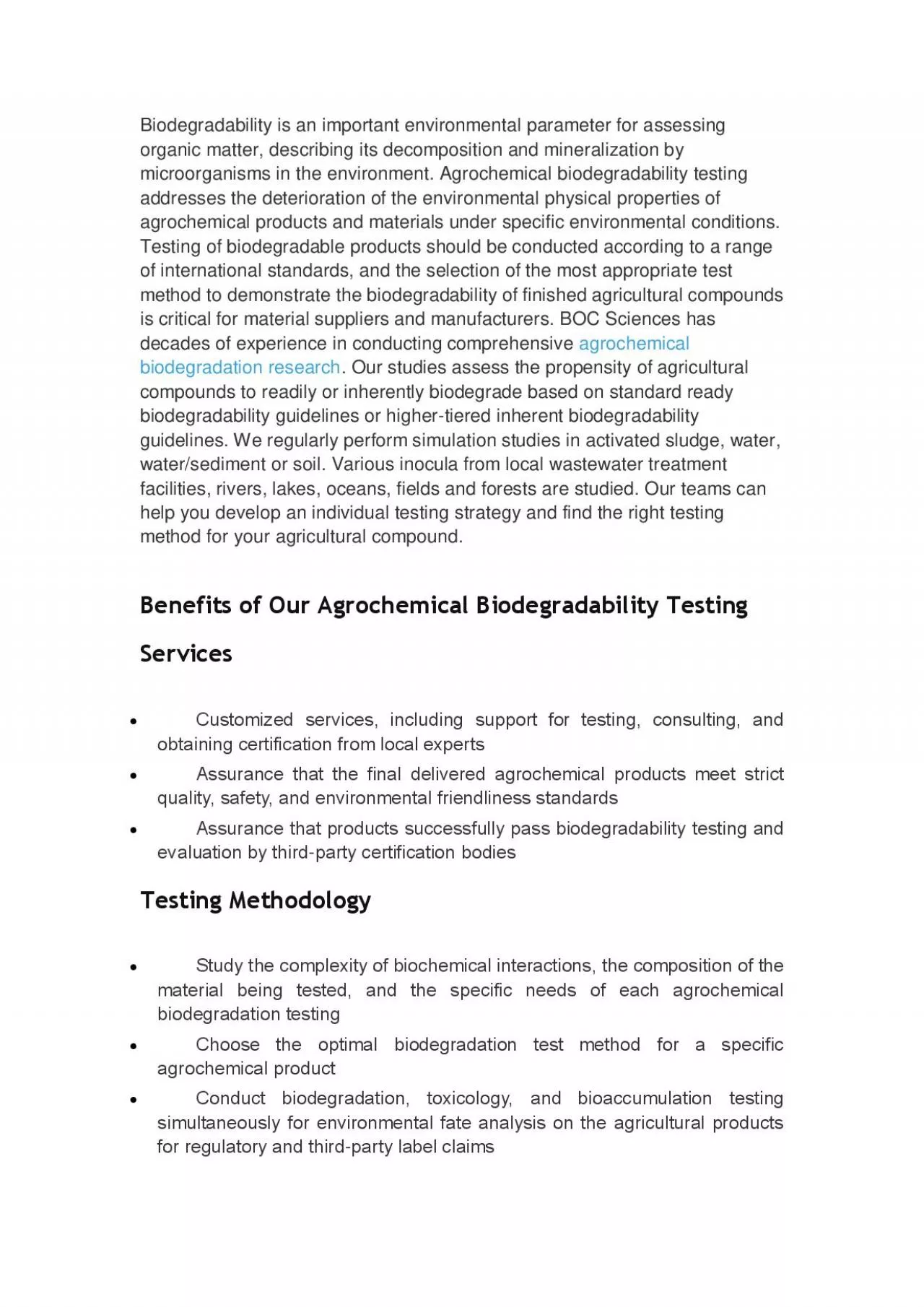 Agrochemical Environmental Fate Studies