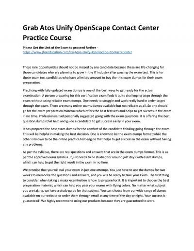 Grab Atos Unify OpenScape Contact Center Practice Course