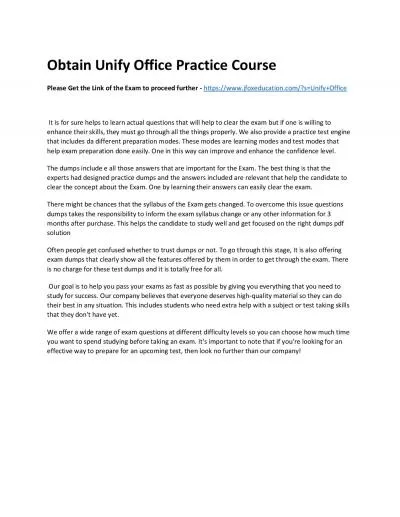 Obtain Unify Office Practice Course