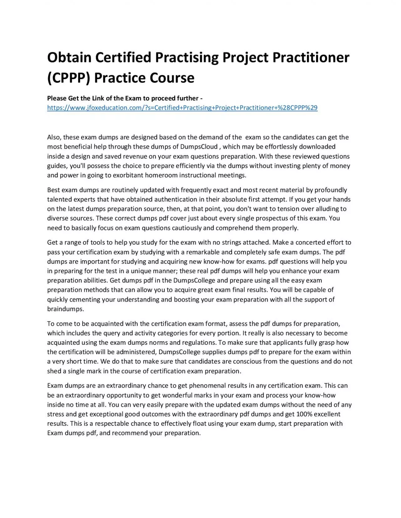 PDF-Obtain Certified Practising Project Practitioner (CPPP) Practice Course