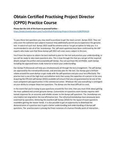 Obtain Certified Practising Project Director (CPPD) Practice Course