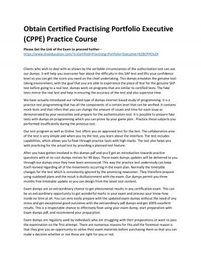 Obtain Certified Practising Portfolio Executive (CPPE) Practice Course