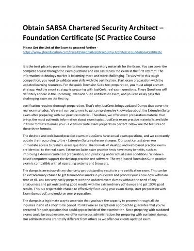 Obtain SABSA Chartered Security Architect – Foundation Certificate (SC Practice Course