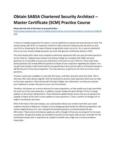 Obtain SABSA Chartered Security Architect – Master Certificate (SCM) Practice Course