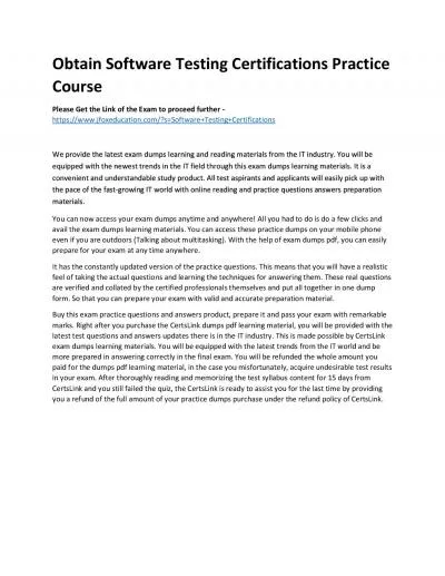 Obtain Software Testing Certifications Practice Course