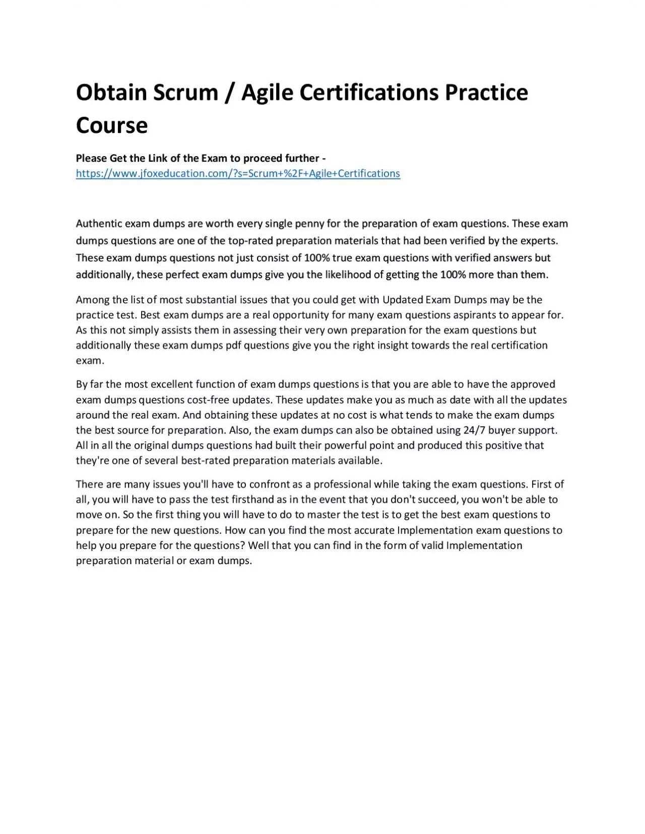 PDF-Obtain Scrum / Agile Certifications Practice Course