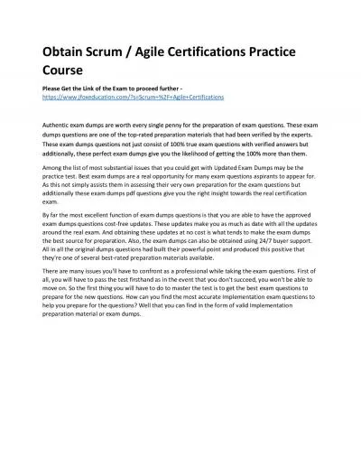 Obtain Scrum / Agile Certifications Practice Course