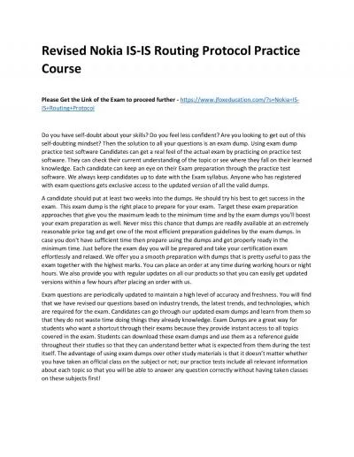 Revised Nokia IS-IS Routing Protocol Practice Course