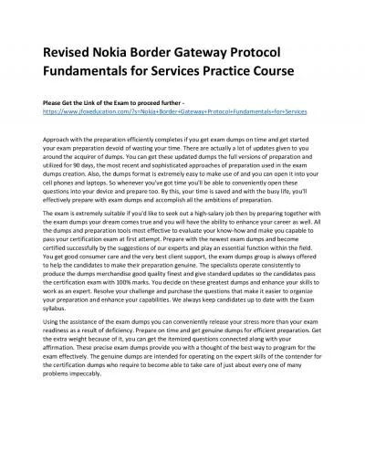 Revised Nokia Border Gateway Protocol Fundamentals for Services Practice Course