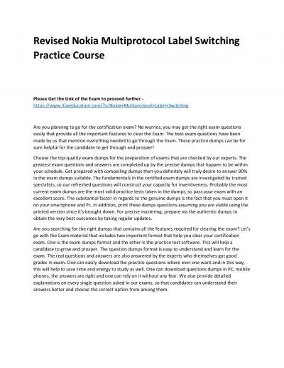 Revised Nokia Multiprotocol Label Switching Practice Course