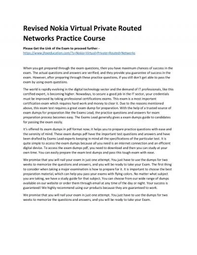 Revised Nokia Virtual Private Routed Networks Practice Course