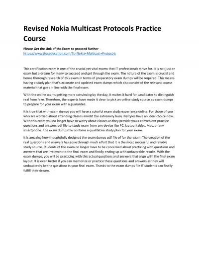 Revised Nokia Multicast Protocols Practice Course